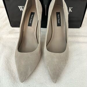 WHBM Beautiful Light Gray Suede Pumps
